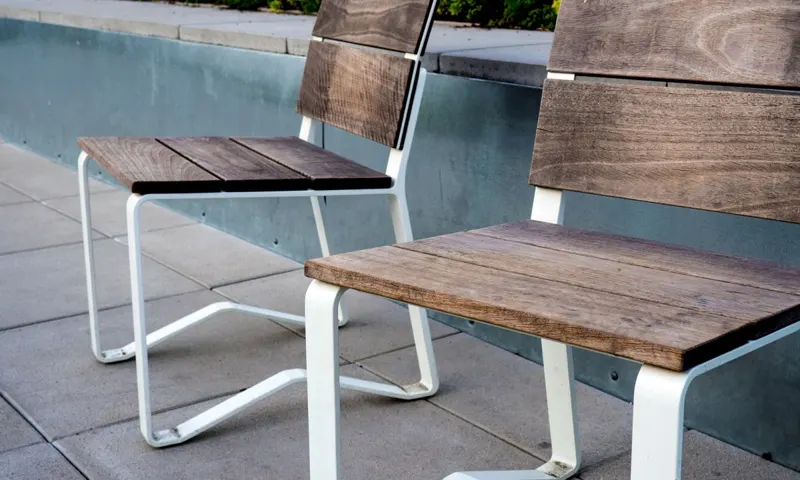 Chairs on a concrete patio