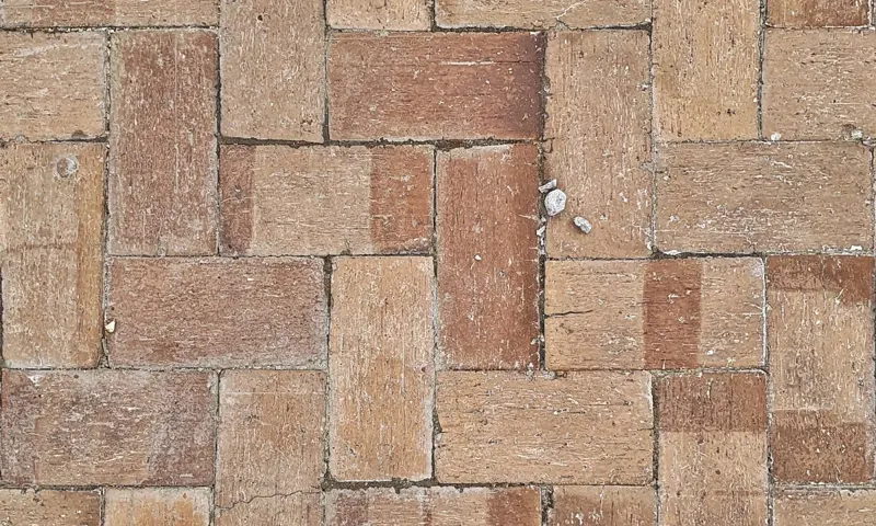 Patterned paving stones, used to illustrate a decorative surface (stock photo, not stamped concrete)